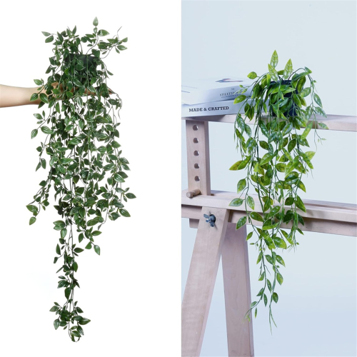 Artificial Hanging Plants 3 Pack Eucalyptus Potted Greenery Faux Mandala Vine 2