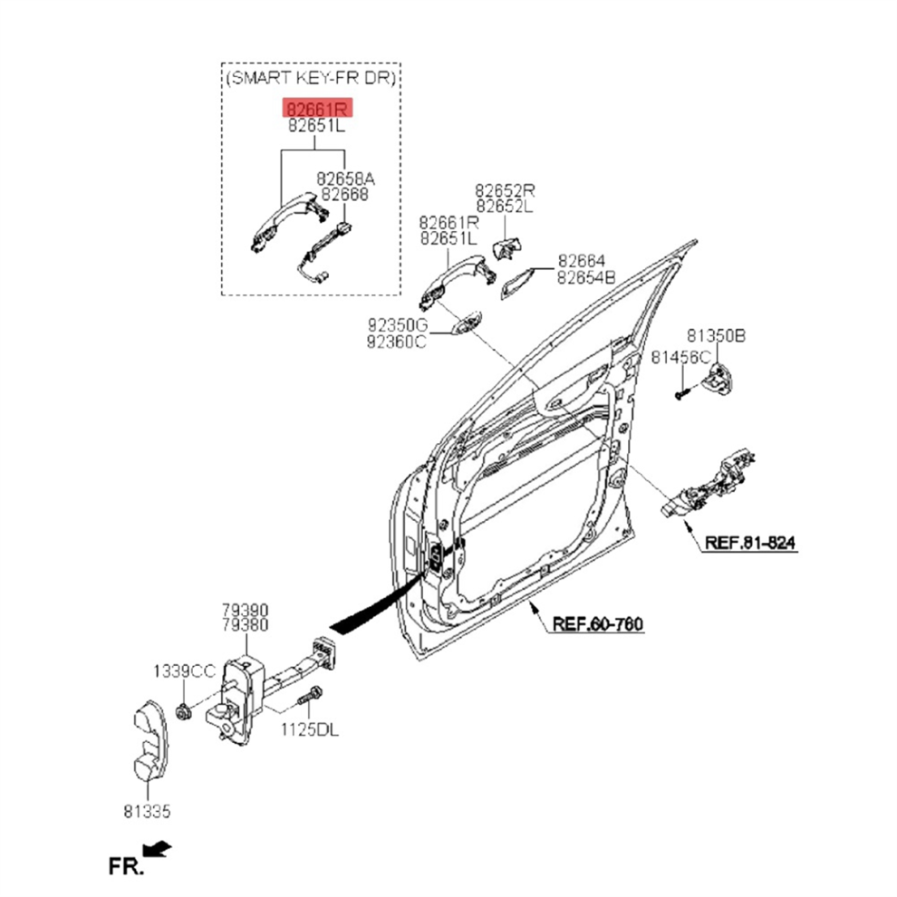 Right Front Inductive Exterior Door Handle With Button 82661-C5710 For Sorento 2015-2018 Chrome Catch Pull 4851472046159