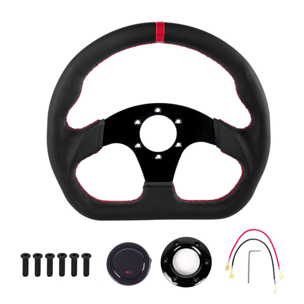 13 Inch Racing Pc Game 320Mm Leather Steering Wheel Drift Parts Modified Light 4853178071213