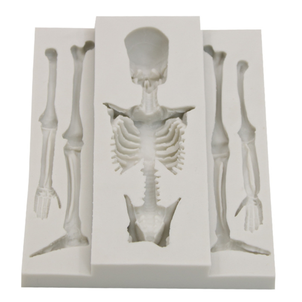 Jehiatek Skull Skeleton Chocolate Silicone Molds 3D Bone Mold For Candy Cookie Making Diy Bakning