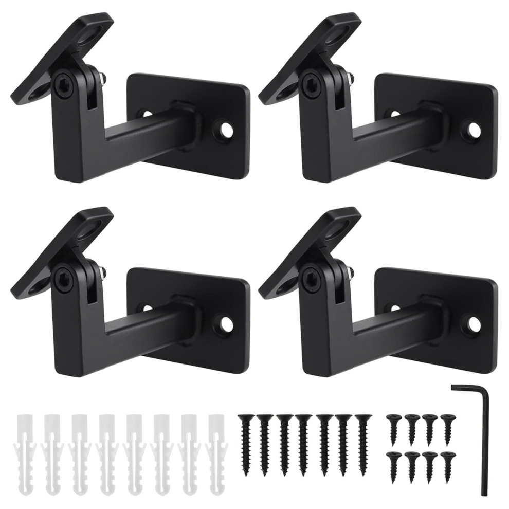 4 Pcs Adjustable Handrail Brackets, Stair Railing Brackets Hand Rail For Stairs, Wall Mounted 4853178095004