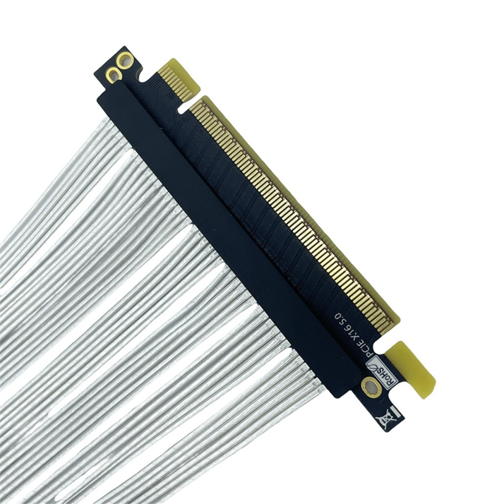 Photos - Graphics Card Jehiatek PCIe 5.0 X16 GPU  Extension Cable PCI-E Gen5 64GB/S Silver-Plated 90Right Angle Riser 15cm 