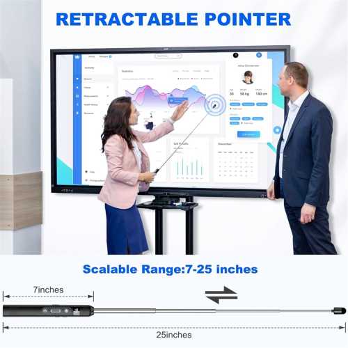 Telescopic Wireless Presentation Clicker,PPT Pointer Presenter with Touch Screen Stylus Pen for Power Point PC Laptop 2