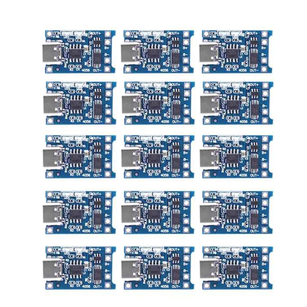 15Pcs Type-C 18650 Lithium Battery Charger Module 5V 1A Charging Board With Dual Protection Functions For Diy Projects 4853178012667