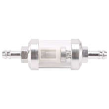 Universal Chrome Glass Petrol crude oil engine Inline Filter 5/16 "8mm Silver for Motorcycles