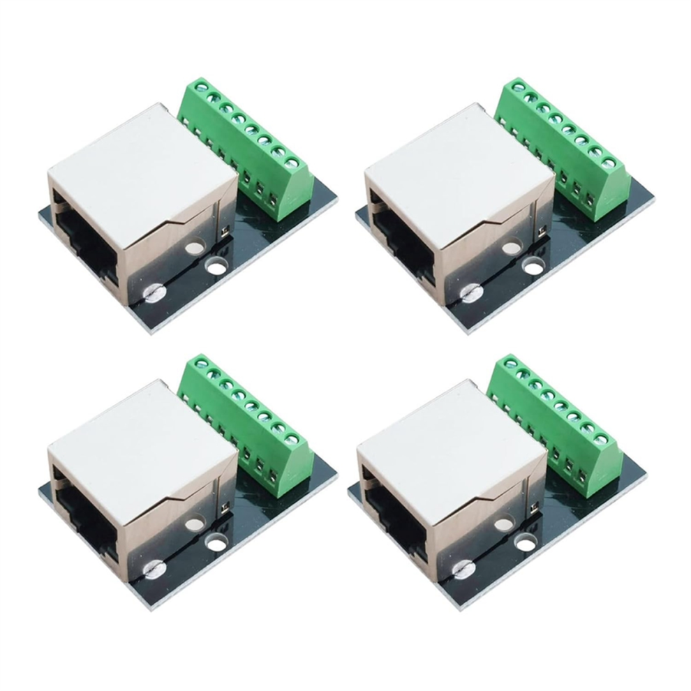 4Pcs Rj45 Ethernet Female Socket Connector Breakout Board,2.54Mm Board Shielded Network Adapter Terminal 4851748404430