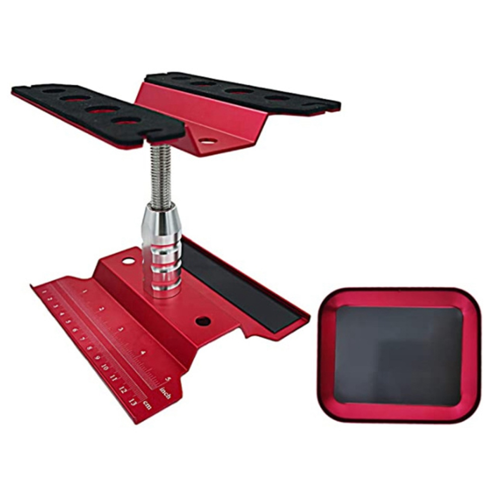 RC Car Work Stand Repair Workstation 360 Degree Rotation Lift Lowerw/Screw Tray for 1/10 1/8 -4 SCX10 D90 Red-image-OPC-PJPJ876-NEW