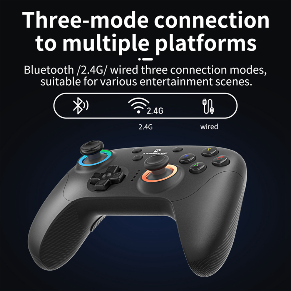 Rgp01 Gamepad Wireless Bluetooth Game Controller Rgb Hall Effect Joystick For Pc Android Ios Steam Black 4851748411865