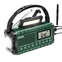 Emergency Weather Radio,AM/FM/NOAA Hand Crank Solar Powered 10000mAh Phone Charger Radio,LCD Display Alarm Clock