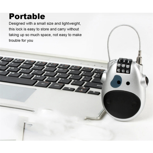 Telescopic Coded Lock Cartoon Cow with Retractable Steel Cable Password Accessory 2