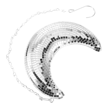 Disco Ball Moon Shape Hanging Mirror with Chain Bar Ktv Dj Club Stage Birthday Party Decoration