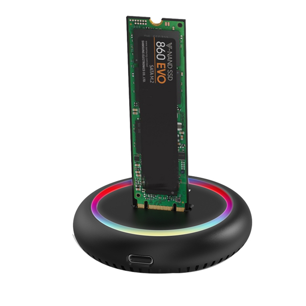Dual Protocol Ssd M 2 Docking Station Rgb Led M.2 Usb C Case Nvme+Ngff Hdd Light 4851965853707
