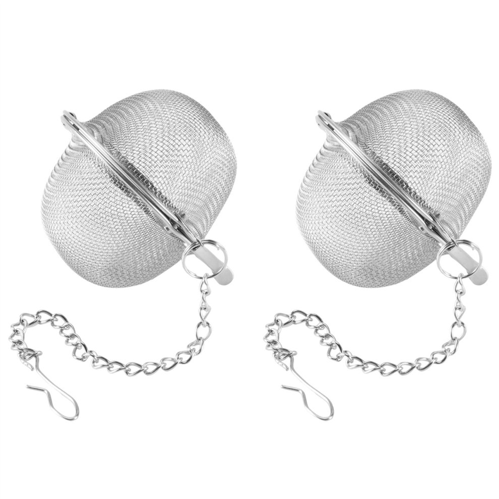 Jehiatek 2Pcs Practical Tea Ball, Tea Spices Infuser Filter Silver