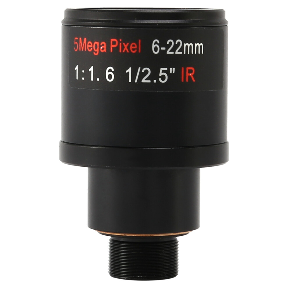 Cctv Lens 1/2.5 Inch 6-22Mm 5Mp Mount Varifocal Lens F1.6 For 4Mp/5Mp Cmos/Ccd Sensor Security Ip/Ahd Camera 4851965862952