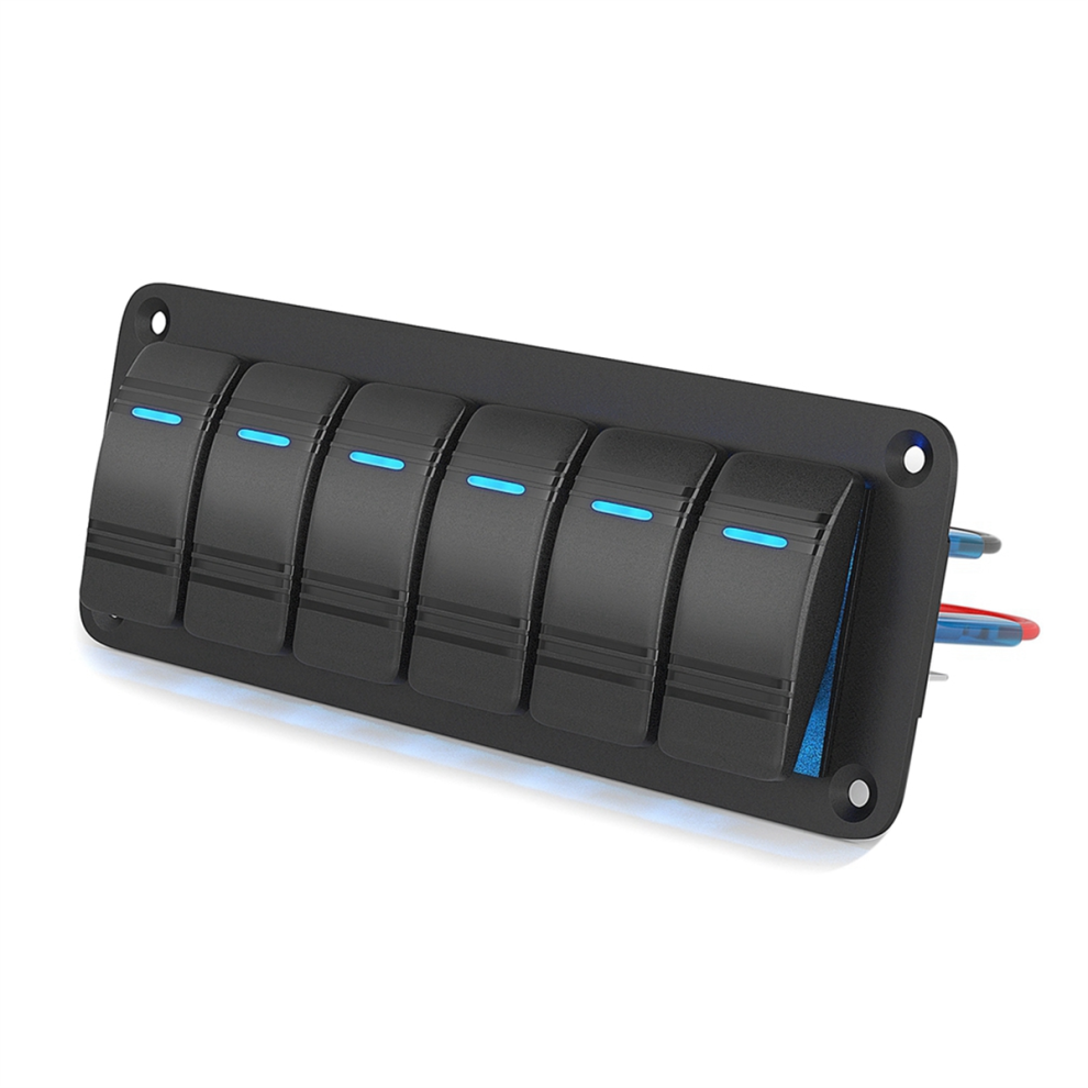 Led Rocker Switch Panel 12V 24V 6 Gang Car On Off For Automotive Accessories Marine Boat Caravan Rv 4851965886880