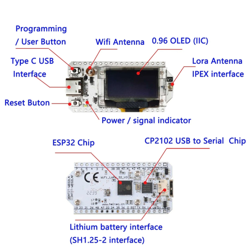 LORA32-V3 Compatible with for Development Boards SX1262 ESP32-S3 Node WIFI Meshtastic Supported 433-510Mhz 2