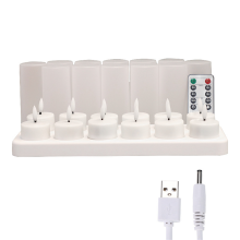 Flameless Candles with Remote Control Timer & Charging Base, 12pcs USB Rechargeable Battery LED Tea Lights