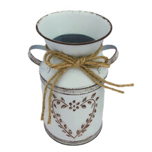 Rustic Metal Flower Vase Farmhouse Vintage Shabby Chic Galvanized Can Jug French Bucket Holders for Shop Office