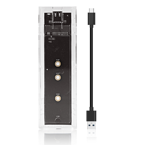 M.2 NGFF Dual Protocol SSD Case Clear USB Type C 10Gbps PCI-E M2 Transparent External Enclosure Hard Disk Box 2