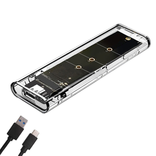 M.2 NGFF Dual Protocol SSD Case Clear USB Type C 10Gbps PCI-E M2 Transparent External Enclosure Hard Disk Box 1