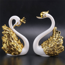 2 Pieces of Swan Ornaments Figurines,Swan Cake Decoration,Car Figurines Decoration,Home Wedding A