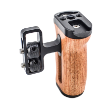 Camera Side Handle Grip for // DSLR Cage Left Right Wooden Handgrip with Cold Shoe
