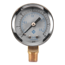 Pressure Gauge - 0 30 psi 2 bar Mini Dial gauge compressor meters hydraulic pressure Gage double scale Black