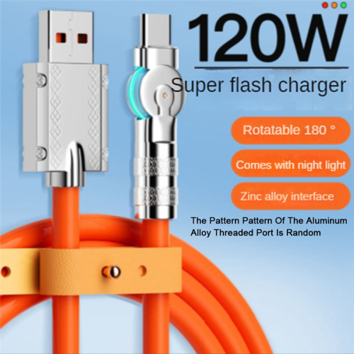 120W 6A Super Fast Charge Type-C Liquid Silicone Cable Quick USB for Smart Phone Pixel Bold Data Line,Orange 1.5M 1
