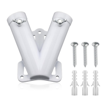 Double FlagPole Bracket Holder, V Shape Aluminum Alloy Flagpole Wall Mount Windproof Flag Mounting