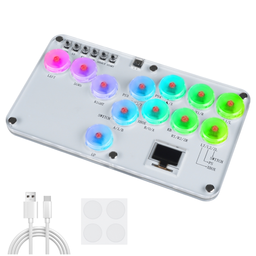 Fighting Stick Controller Colorful RGB Light Game Arcade Keyboard for PC Switch 1
