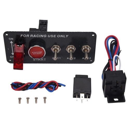 12V Car Ignition Switch Engine Start Push Button 3 Toggle Racing Panel 2
