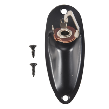 Boat Style 1/4 inch Loaded Guitar Output Mono Jack Plug Socket Plate for Strat Stratocater Electric Guitar, Black