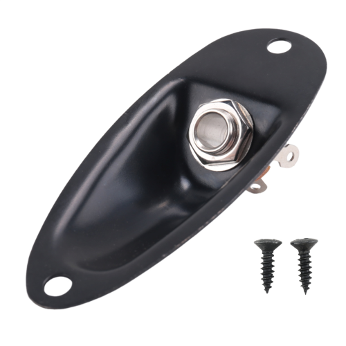 Black Boat Style 1/4inch Guitar Pickup Output Input Jack Plug Socket For Fd Strat 2