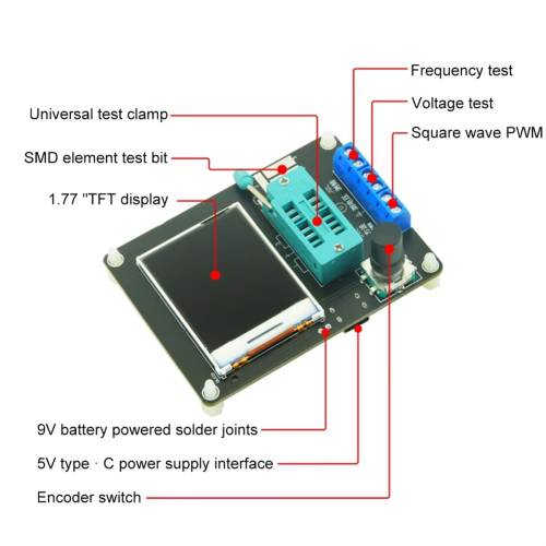 GM328A Transistor Tester Diode Capacitance Voltage Frequency Meter PWM Square Wave Signal Generator English Version 2