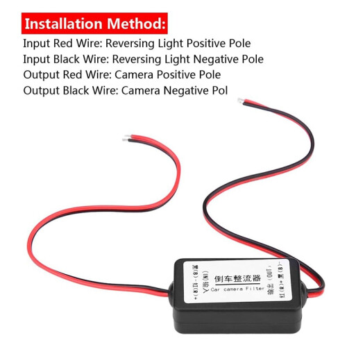 12V Car Rear View Camera Rectifier Relay Capacitor Filter Connector for Lens Anti-Interference Ballast 2