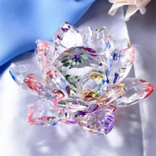 E Crystal Lotus Flower Figurine Valentine Wedding Decor Glass Craft Collection Paperweight Table Ornaments Souvenir Gift