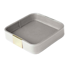 Leather Desktop Storage Tray Catchall Organizer for Entryway Table to Hold Jewelry Watch Phone Wallet Container B