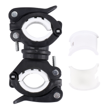 360 Degree Rotating Cycling Bike Light Double Holder LED Front Flashlight Lamp Pump Handlebar Mount Bicycle Accessorie black+white