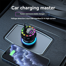 Car Bluetooth Charger PD30W USB Port Fast Charging Adapter with LED Light Voltage Monitor FM Transmitter