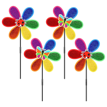 4Pcs Pinwheels for Garden,Colorful Flower Rainbow Garden Windmill,Wind Lawn Windmills