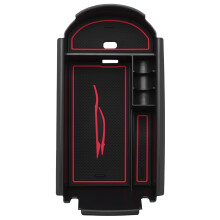 Accessories Plastic Interior Armrest Storage Box Organizer Case Container Tray for 2016 2017 2018 Black+Red