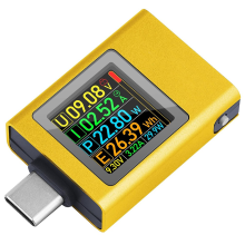 Type-C Power Meter Tester Voltage Current Digital Multimeter DC 4.5-50V 0-12A PD 3.1 Golden Yellow
