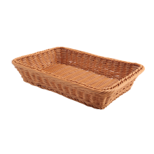 Plastic Rattan Basket, Bread Basket Shop Supermarket Display Woven Tabletop Food Fruit Vegetables Restaurant Serving ,Brown