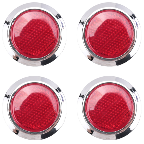 4 Pcs Auto Car Plastic Round Reflective Reflector Sticker Red 1