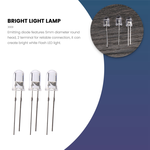 LED Bright Light Lamp Emitting Diode, 70 Piece, DC 3V-6V, 5 mm, White 2