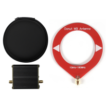 Donut Loop Antenna Broadband 10kHz-180MHz with Low Impedance Converter for Radio Walkie Talkie SDR Red