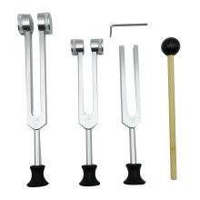 4 Pack Tuning Fork Set(128Hz, 256Hz, 512Hz)with Hammer for Sound Vibration Tool with Base,Silver