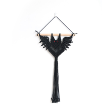 Halloween Bat Macrame Wall Hanging Geometric Art Decor Handmade Woven Gothic Ornament for Bedroom Black