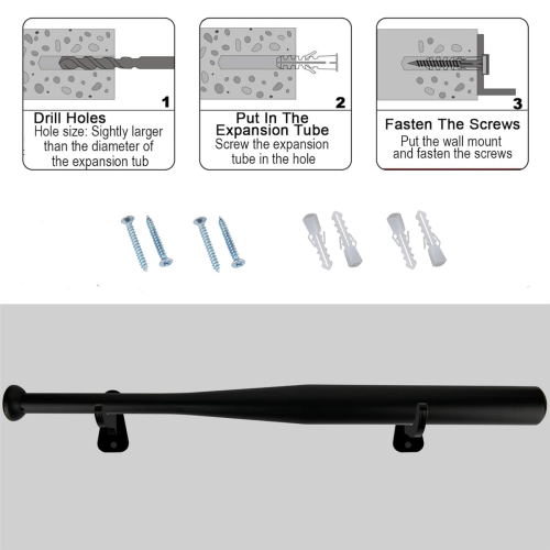 1 Pair Acrylic Baseball Wall Mounted Holder Bat Display Softball Bats Rack Collection Bracket Black 1