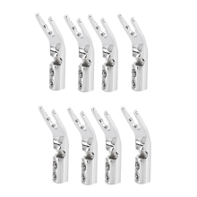 8PCS HIFI Banana Y Spade Gold Plated Pure Copper Screw Fork HiFi Speaker Connector Plugs-Silver